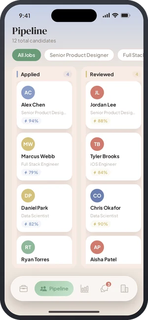 HireLite employer pipeline board